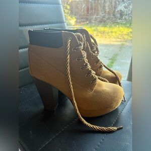 Tan heel booties 8 1/2